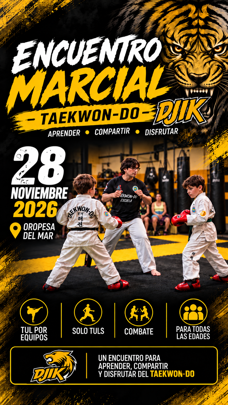 Cartel del Encuentro Marcial de Taekwon-Do del 28 de noviembre de 2026 en Oropesa del Mar