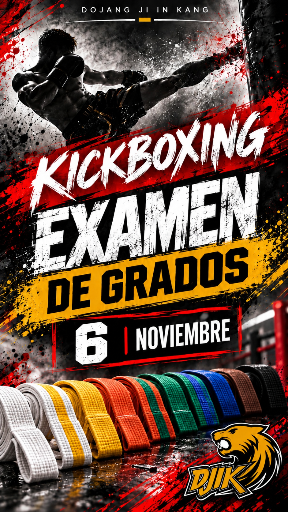 Cartel del examen de grados de Kickboxing del 6 de noviembre de 2026