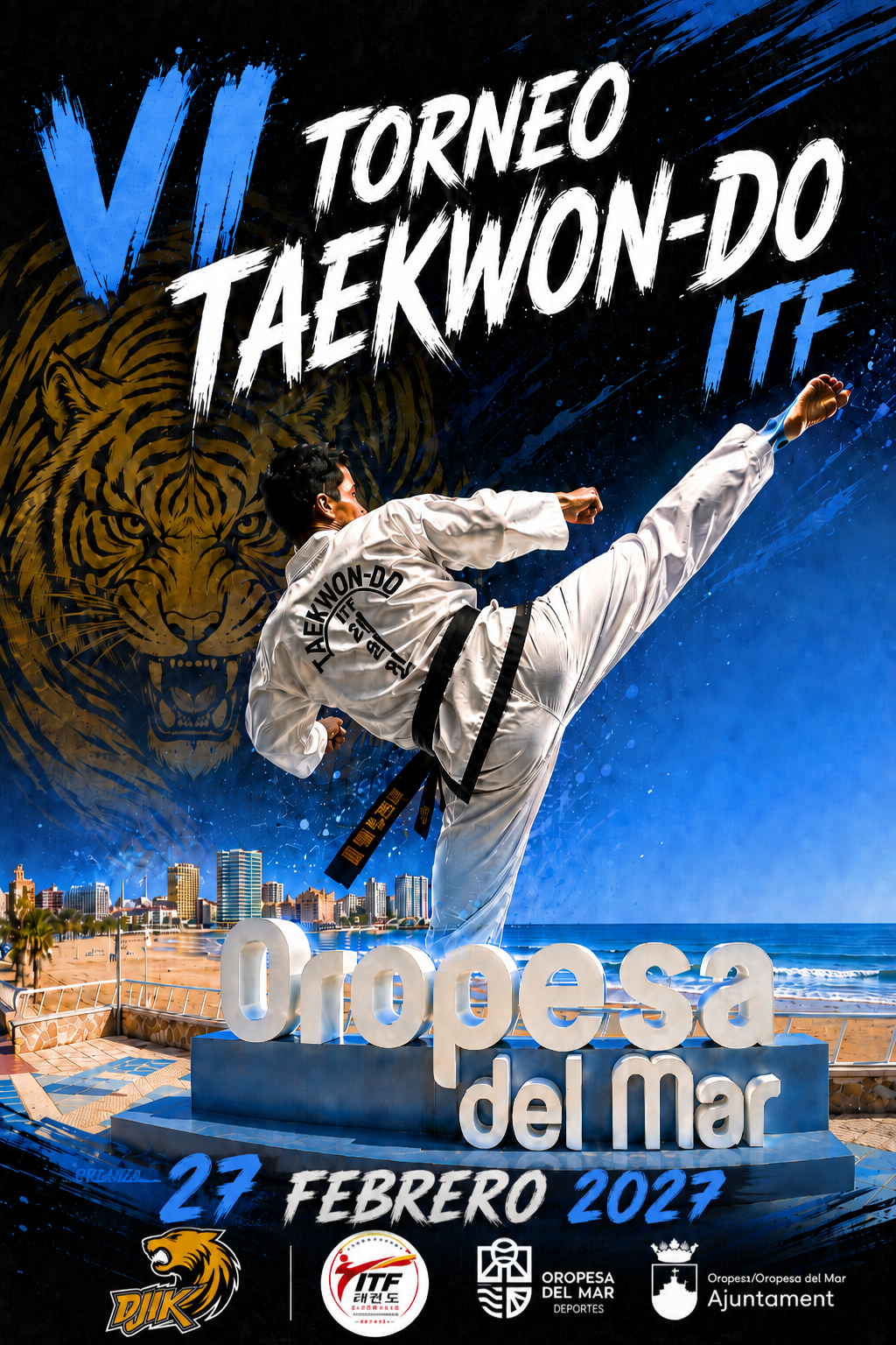 Cartel del VI Torneo Taekwon-Do ITF del 27 de febrero de 2027 en Oropesa del Mar